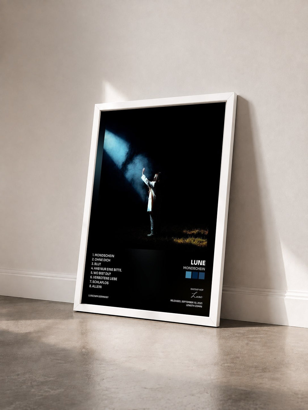 #blanc Tableau de l'album MONDSCHEIN de Lune vu de trois quarts, cadre blanc