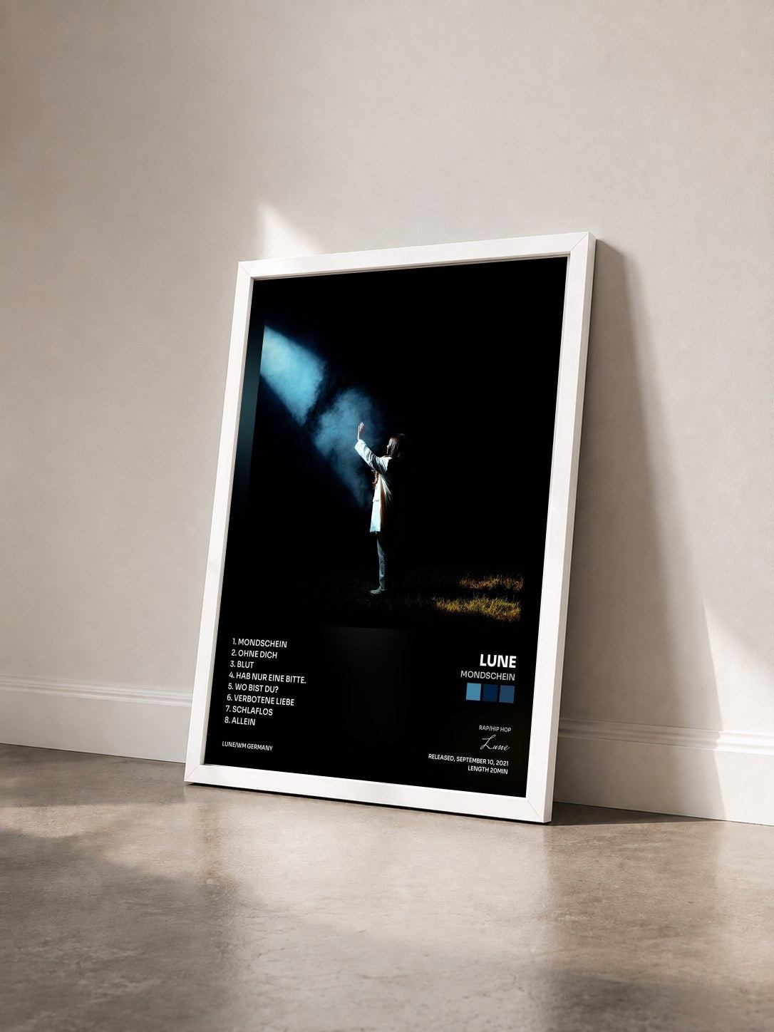 #blanc Tableau de l'album MONDSCHEIN de Lune vu de trois quarts, cadre blanc