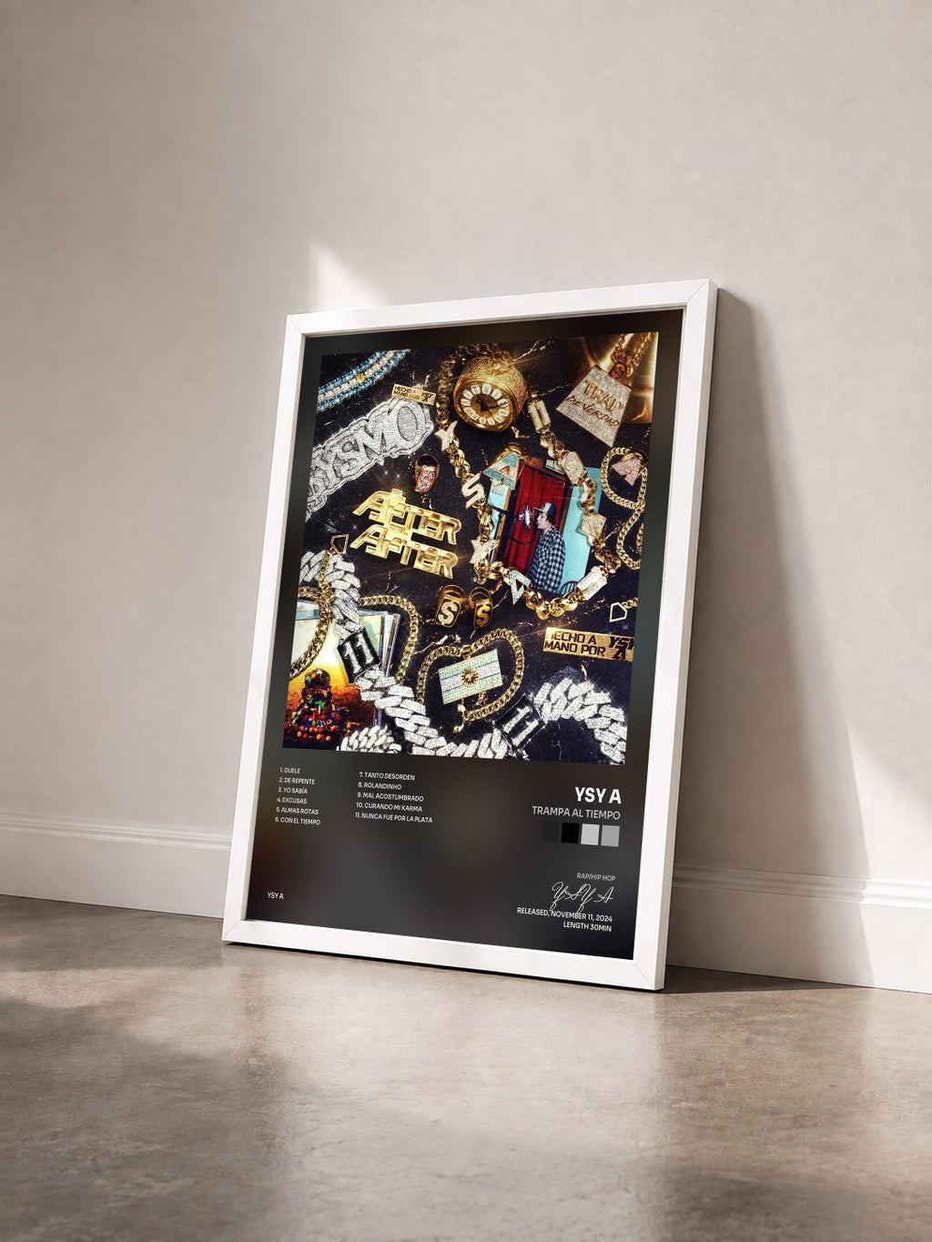 #blanc Tableau de l'album TRAMPA AL TIEMPO de YSY A vu de trois quarts, cadre blanc
