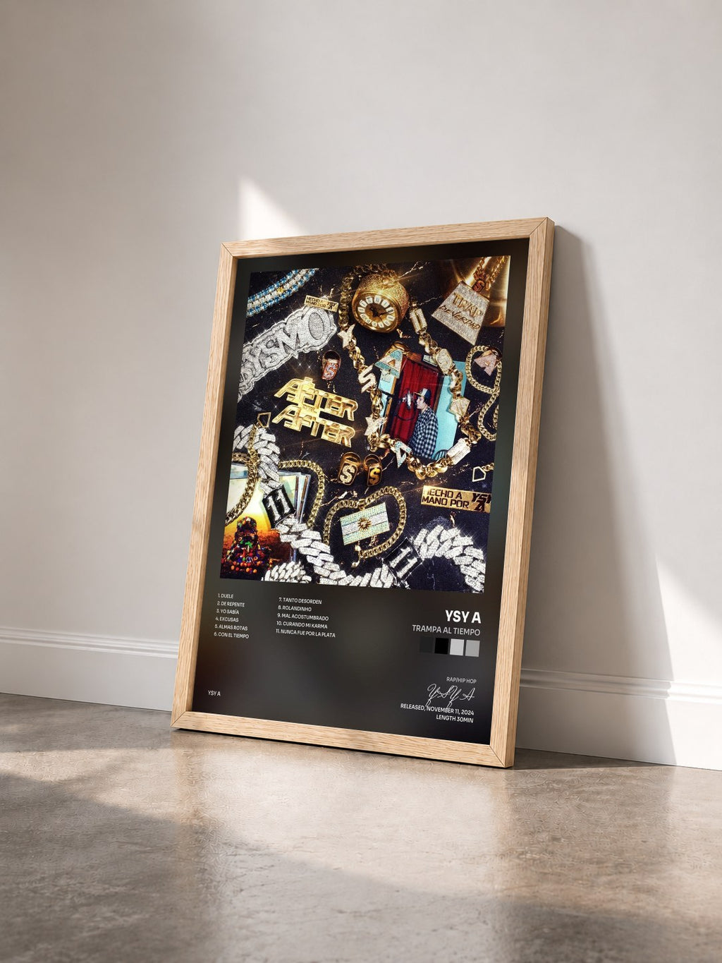 #bois Tableau de l'album TRAMPA AL TIEMPO de YSY A vu de trois quarts, cadre en bois brut
