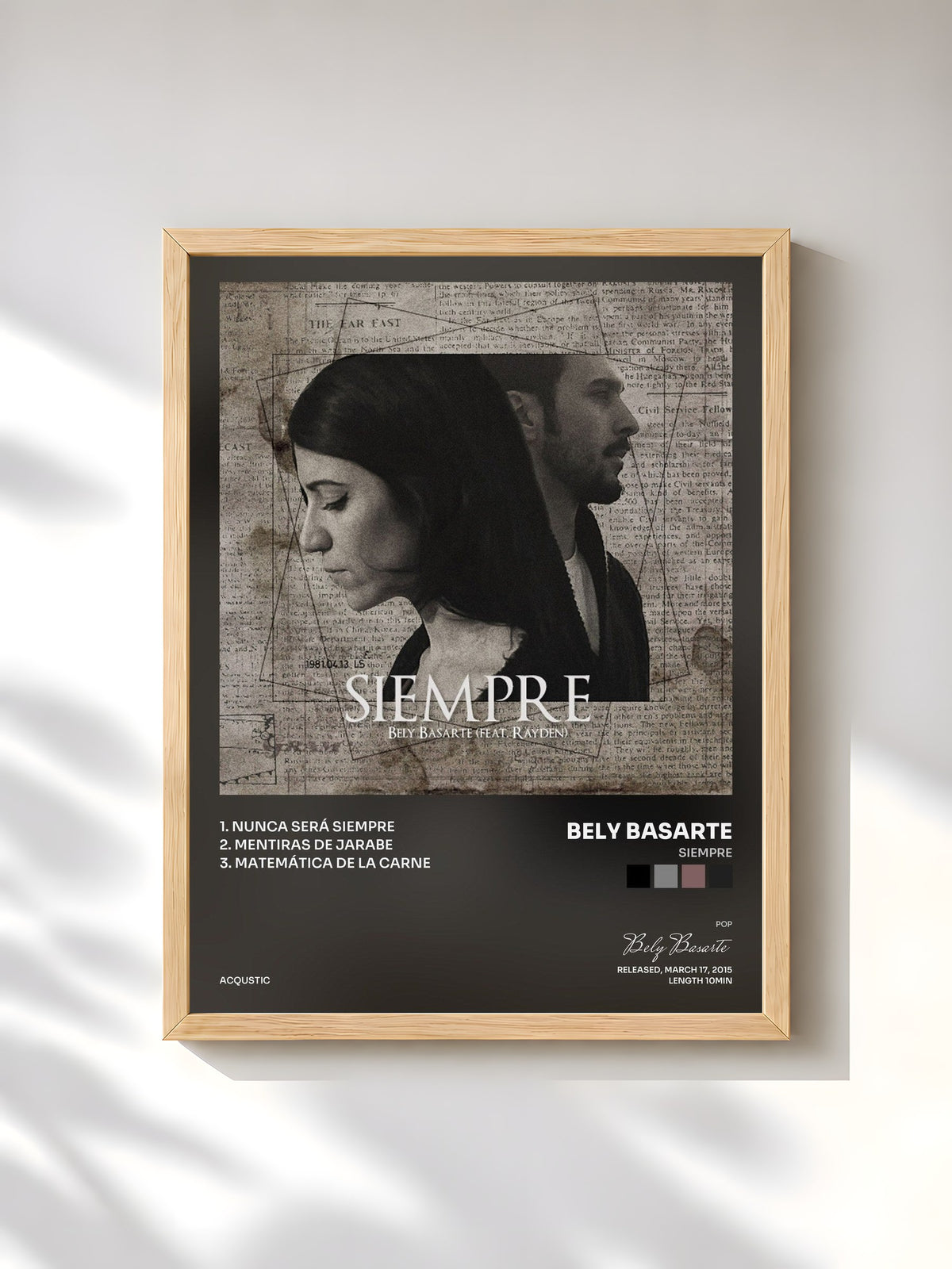 #bois Tableau de l'album Siempre de Bely Basarte, cadre en bois brut, imprimé et encadré en France
