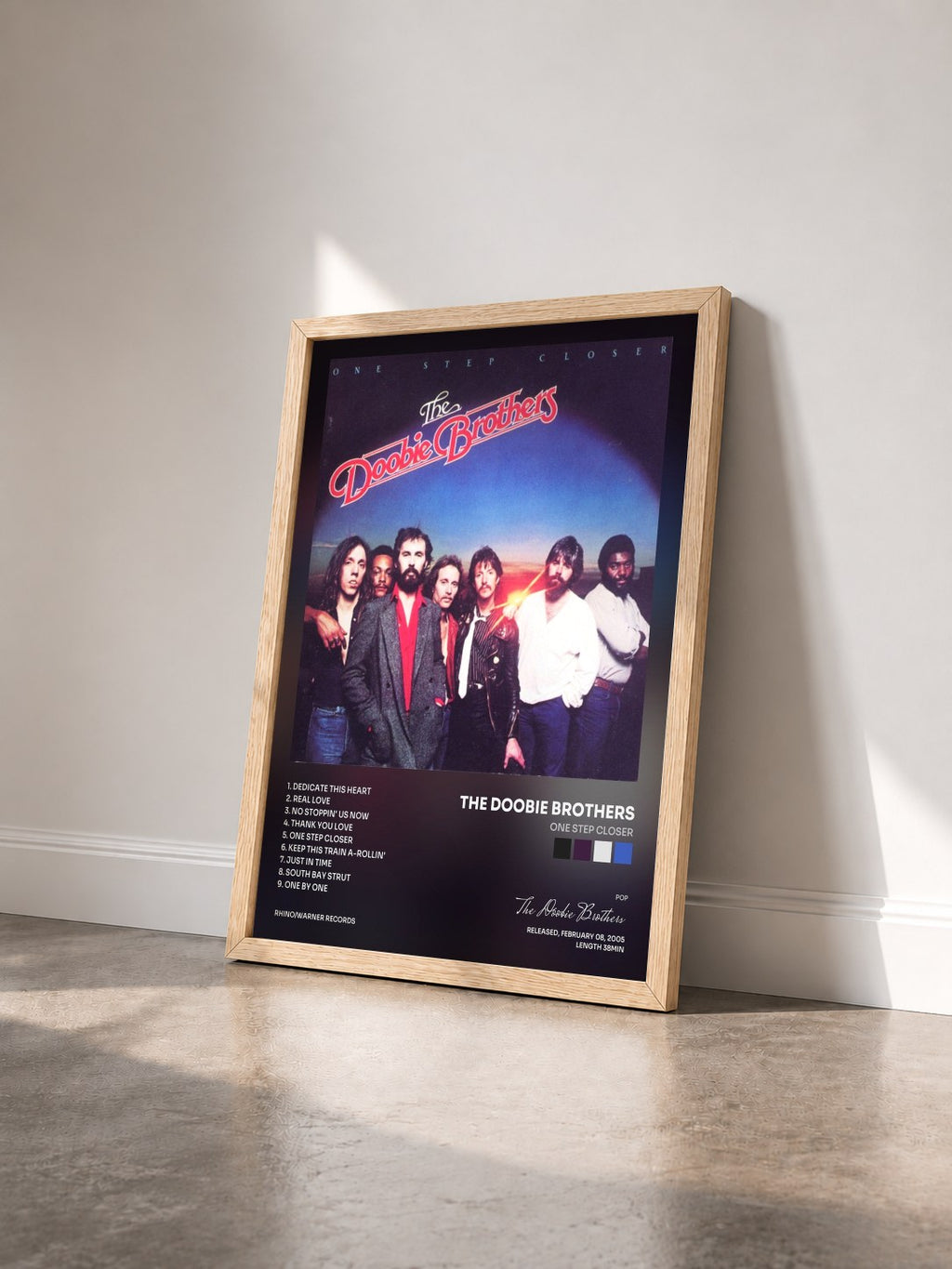 #bois Tableau de l'album One Step Closer de The Doobie Brothers vu de trois quarts, cadre en bois brut
