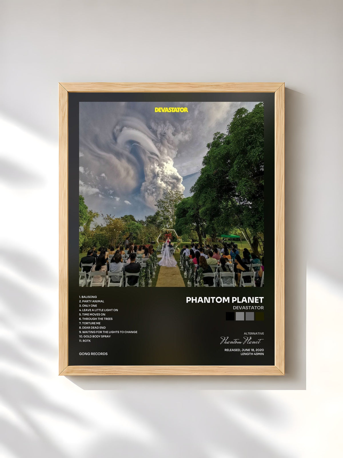 #bois Tableau de l'album Devastator de Phantom Planet, cadre en bois brut, imprimé et encadré en France