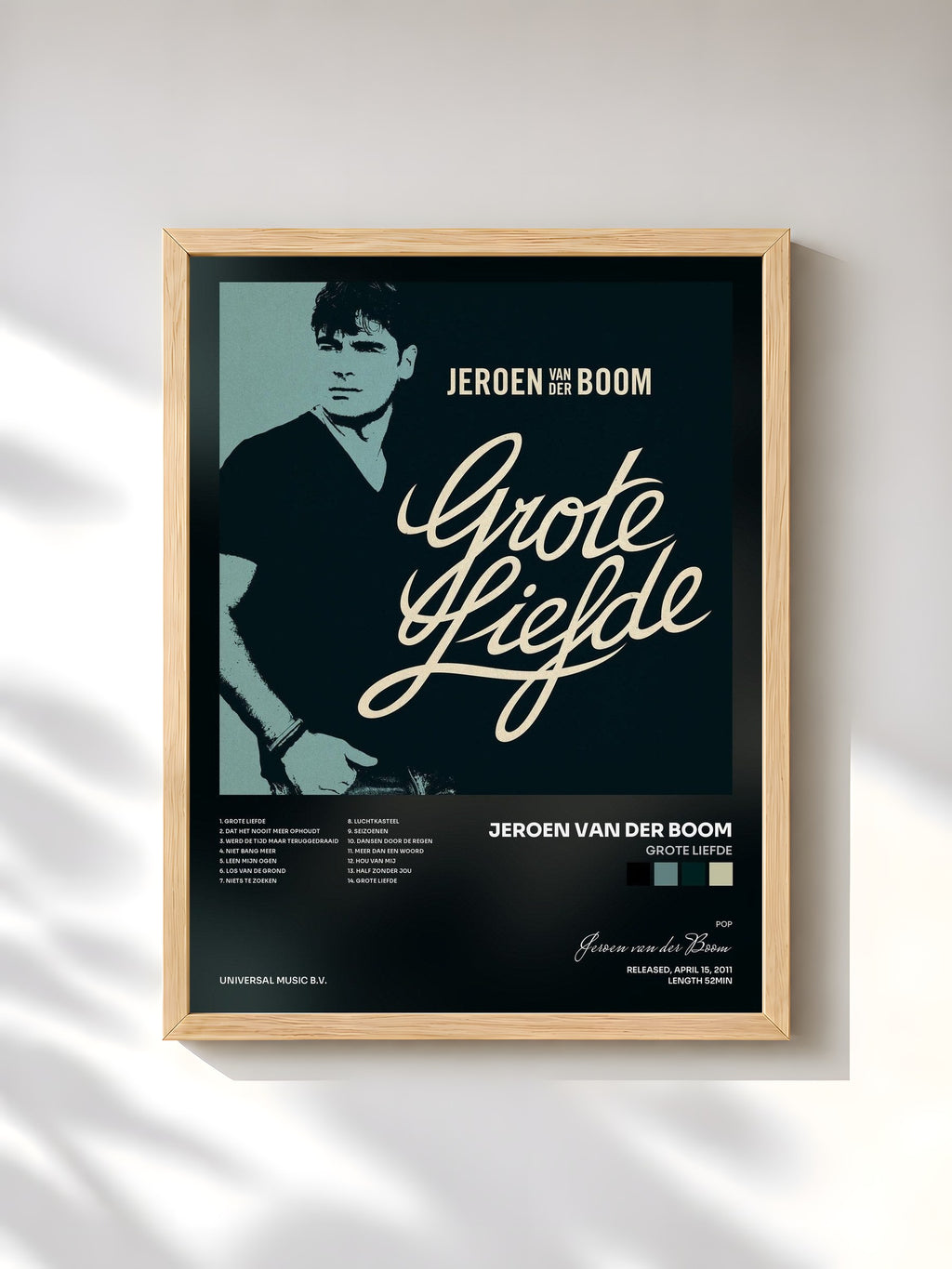 #bois Tableau de l'album Grote Liefde de Jeroen van der Boom, cadre en bois brut, imprimé et encadré en France