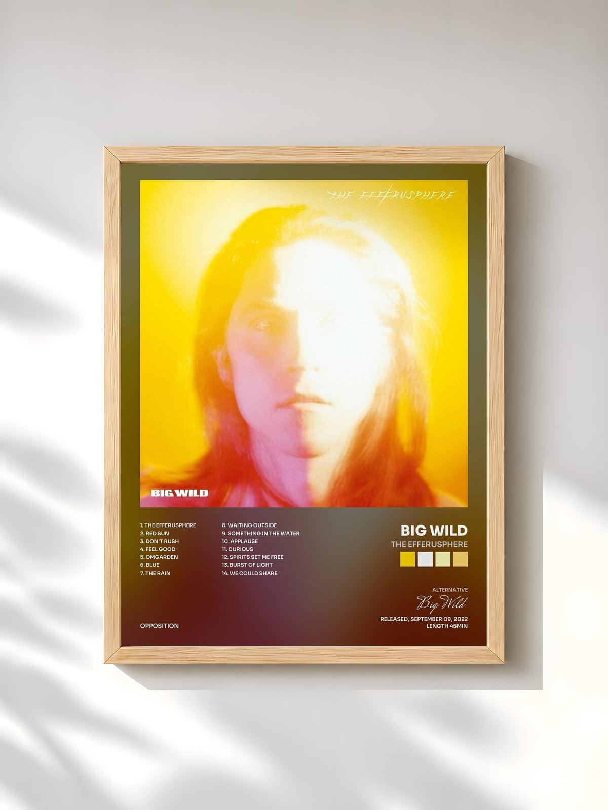 #bois Tableau de l'album The Efferusphere de Big Wild, cadre en bois brut, imprimé et encadré en France
