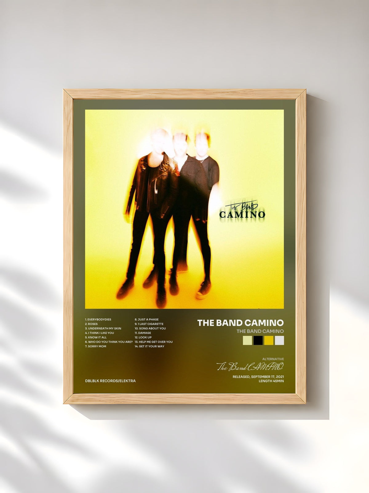 #bois Tableau de l'album The Band CAMINO de The Band CAMINO, cadre en bois brut, imprimé et encadré en France