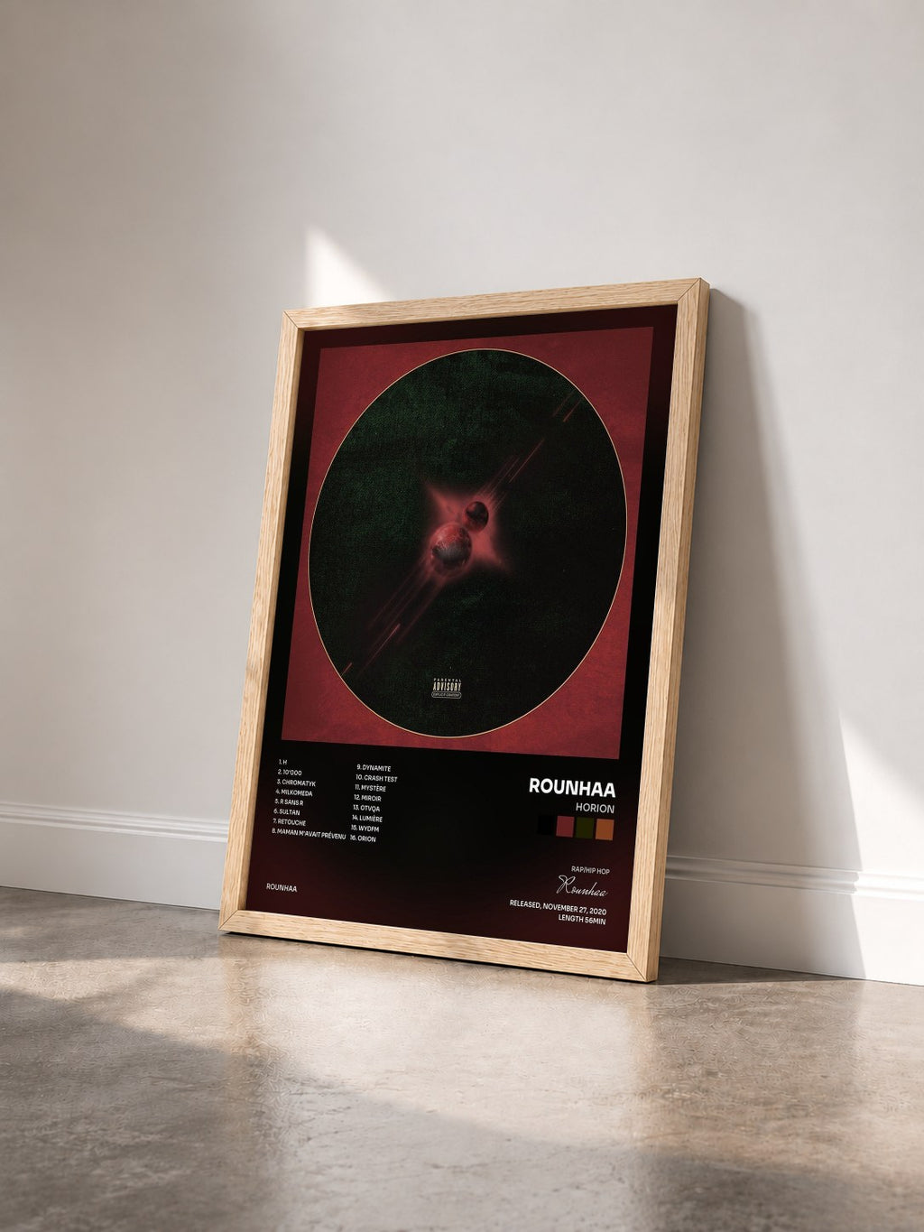 #bois Tableau de l'album Horion de Rounhaa vu de trois quarts, cadre en bois brut