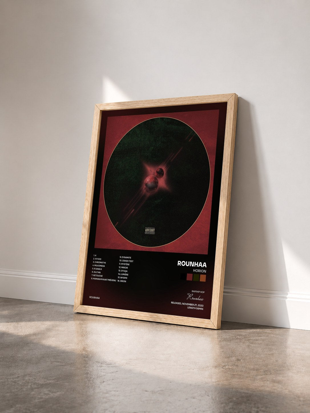 #bois Tableau de l'album Horion de Rounhaa vu de trois quarts, cadre en bois brut