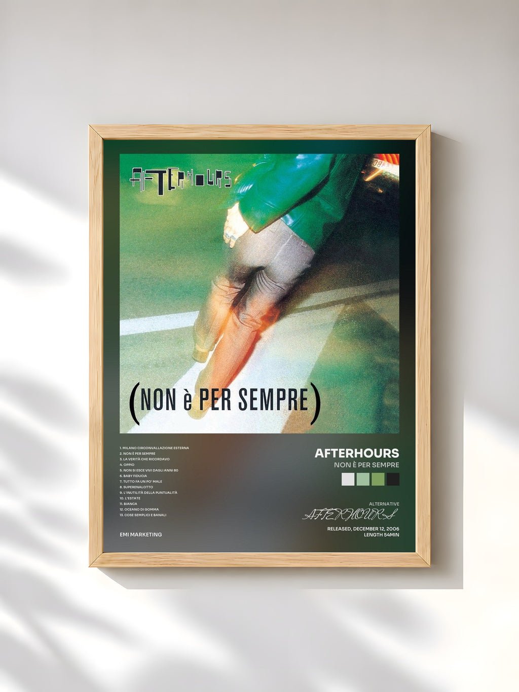 #bois Tableau de l'album Non È Per Sempre de AFTERHOURS, cadre en bois brut, imprimé et encadré en France