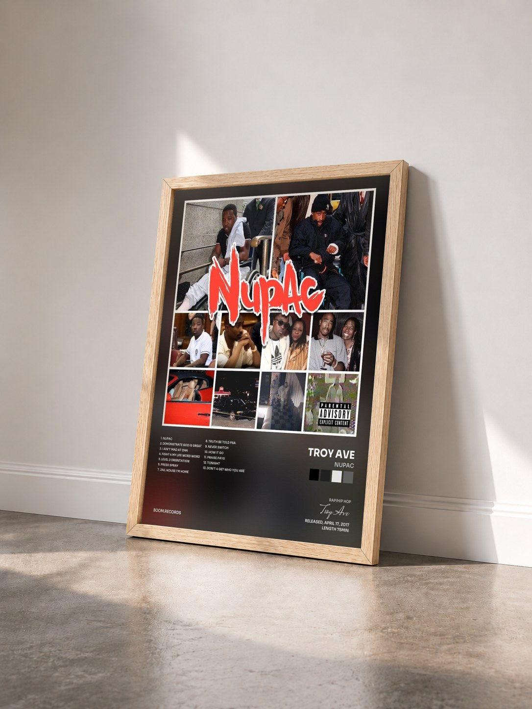 #bois Tableau de l'album Nupac de Troy Ave vu de trois quarts, cadre en bois brut