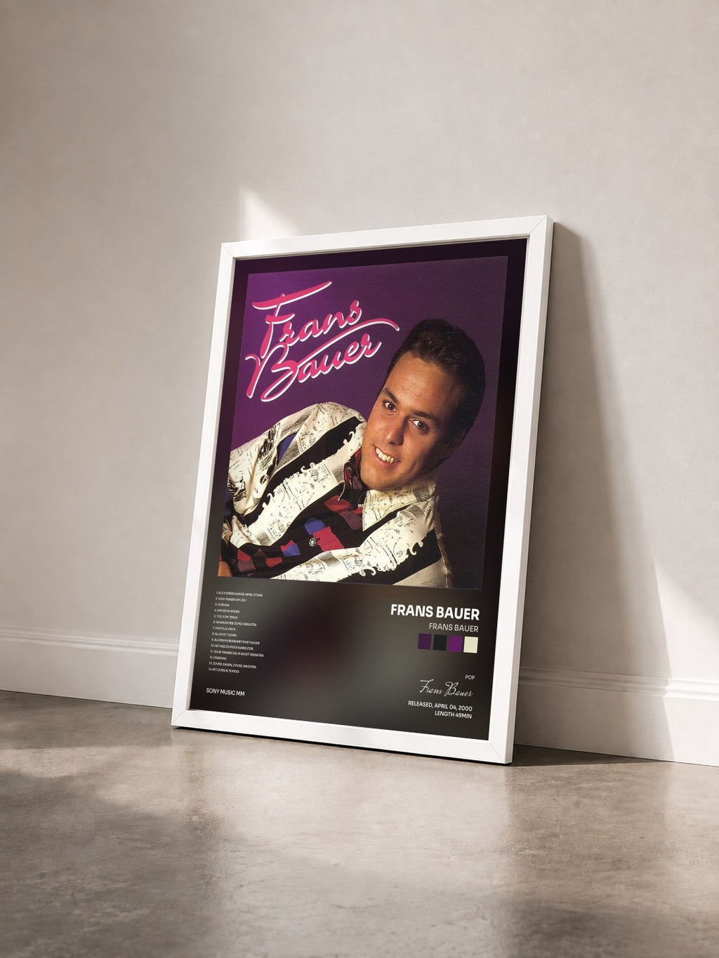 #blanc Tableau de l'album Frans Bauer de Frans Bauer vu de trois quarts, cadre blanc