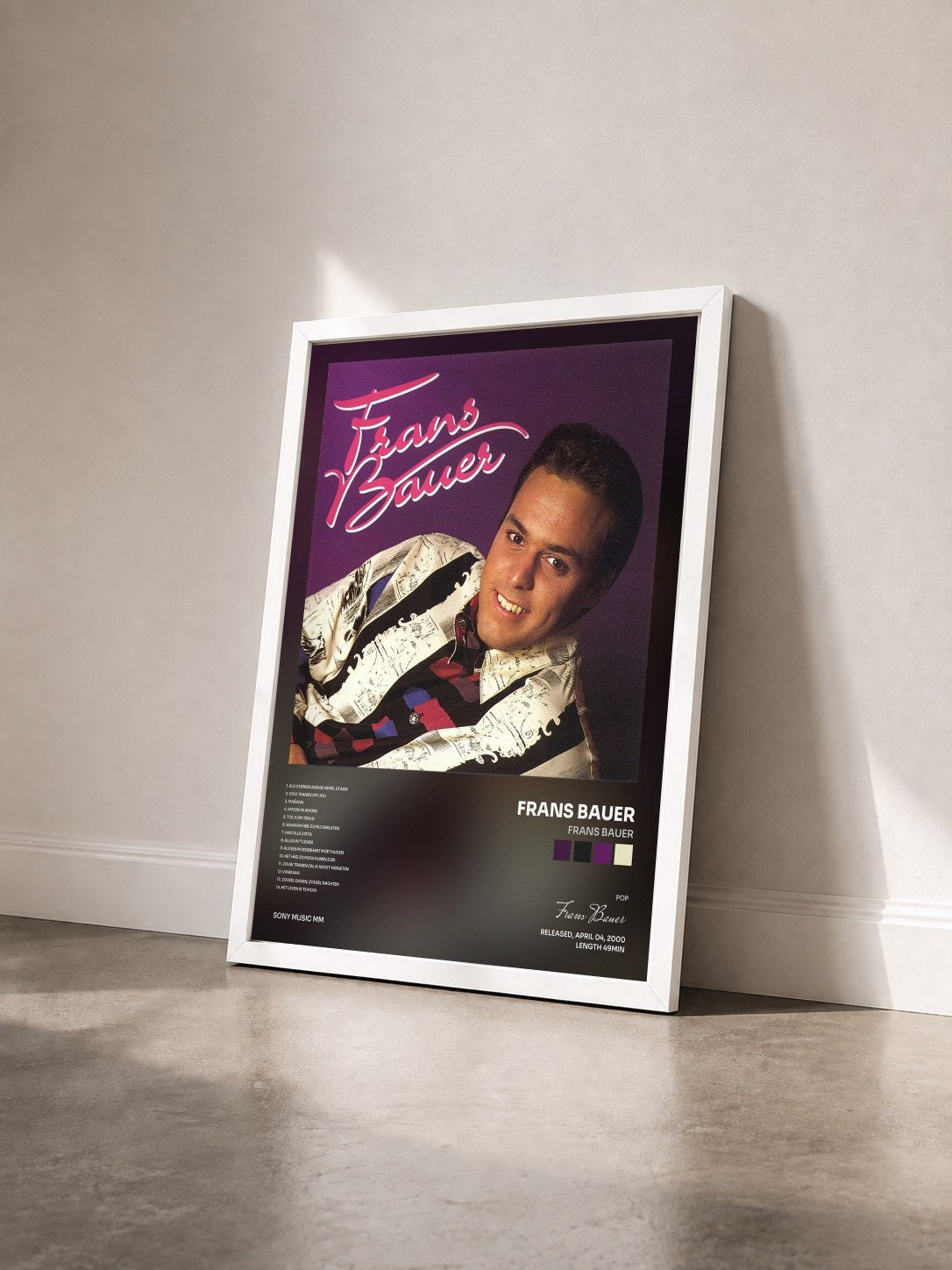 #blanc Tableau de l'album Frans Bauer de Frans Bauer vu de trois quarts, cadre blanc