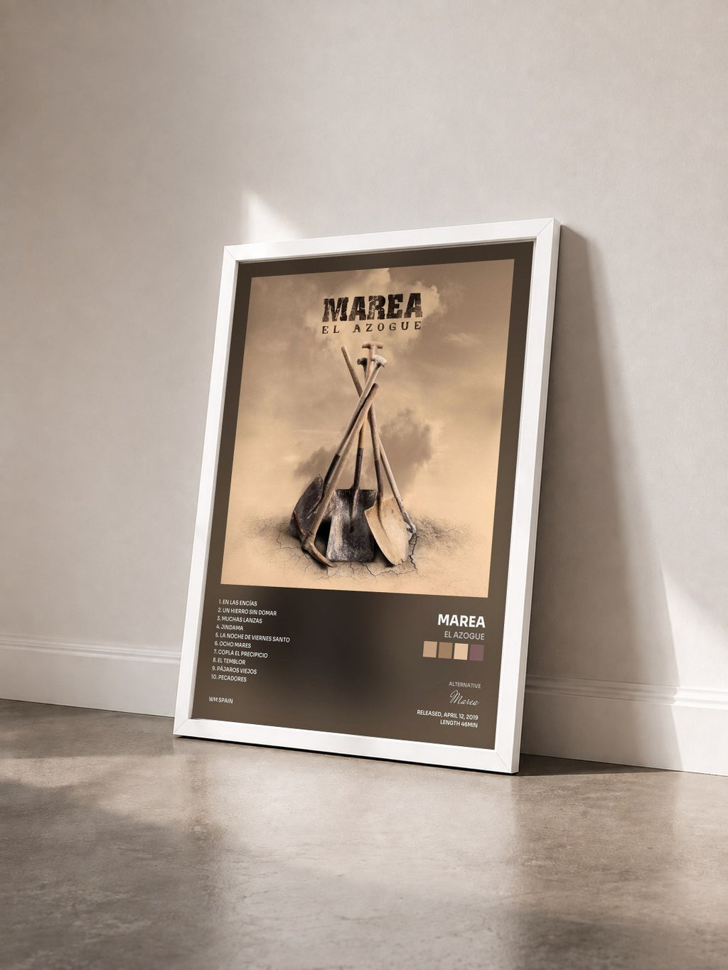 #blanc Tableau de l'album El azogue de Marea vu de trois quarts, cadre blanc