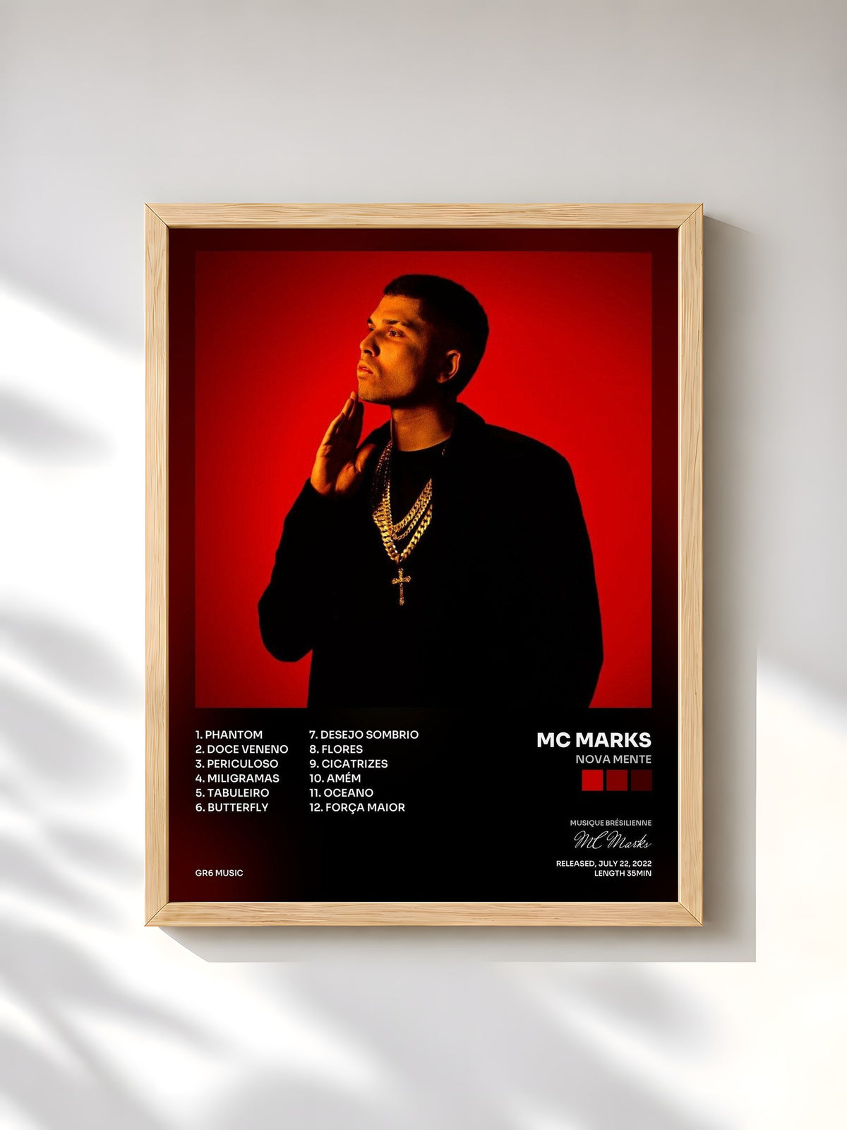 #bois Tableau de l'album Nova Mente de MC Marks, cadre en bois brut, imprimé et encadré en France