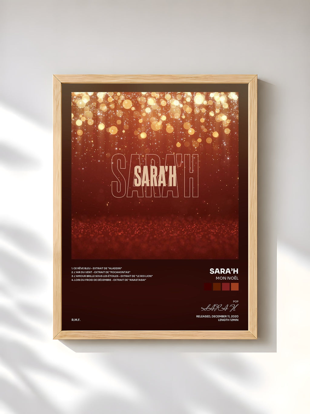 #bois Tableau de l'album Mon Noël de SARA’H, cadre en bois brut, imprimé et encadré en France