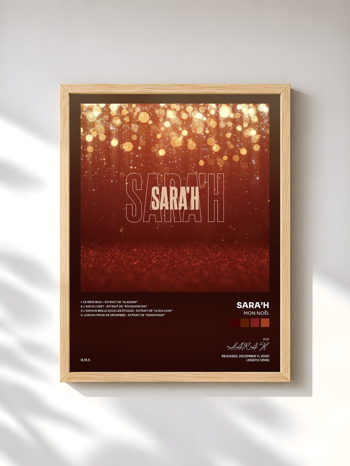 #bois Tableau de l'album Mon Noël de SARA’H, cadre en bois brut, imprimé et encadré en France