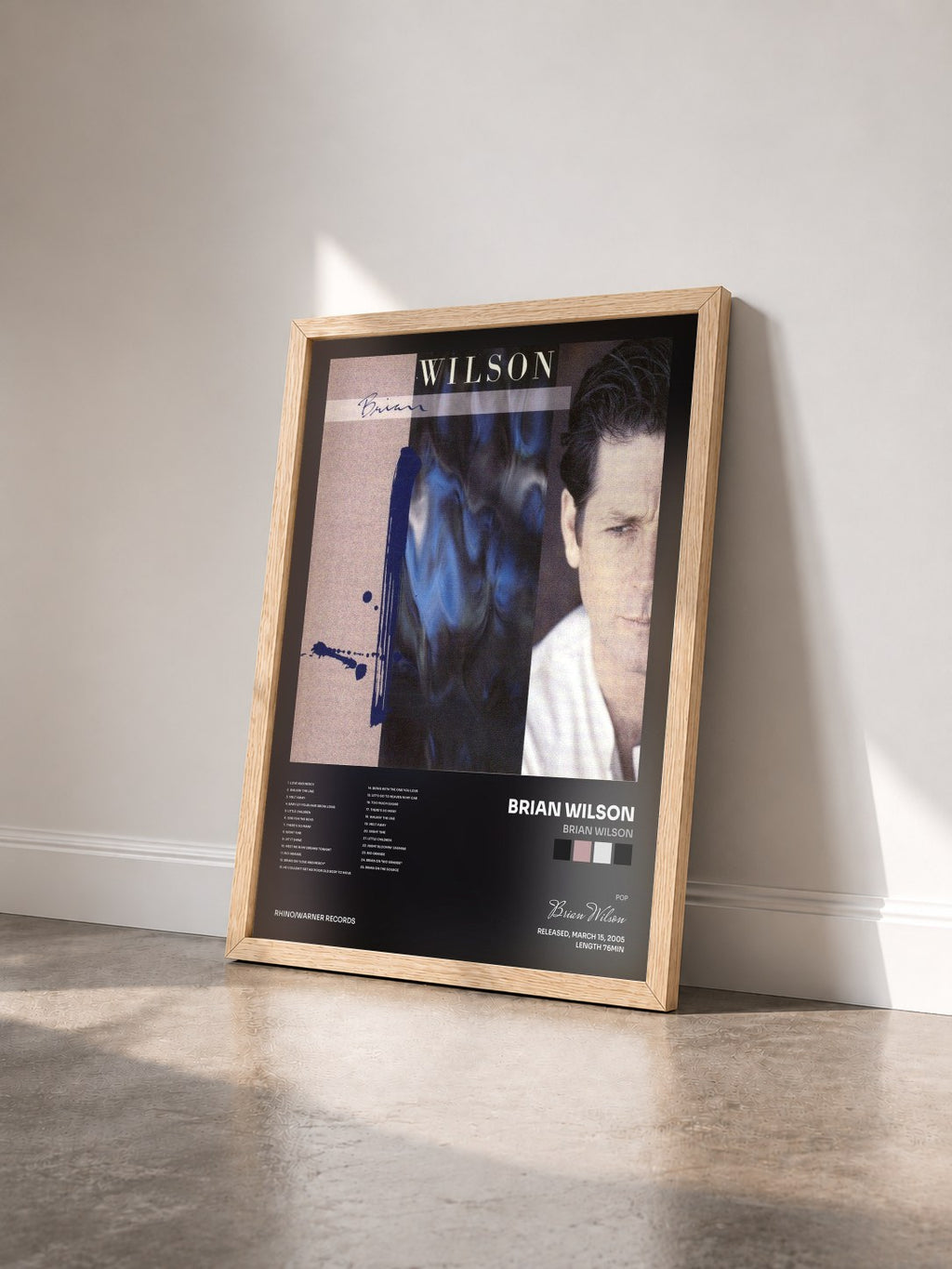 #bois Tableau de l'album Brian Wilson de Brian Wilson vu de trois quarts, cadre en bois brut