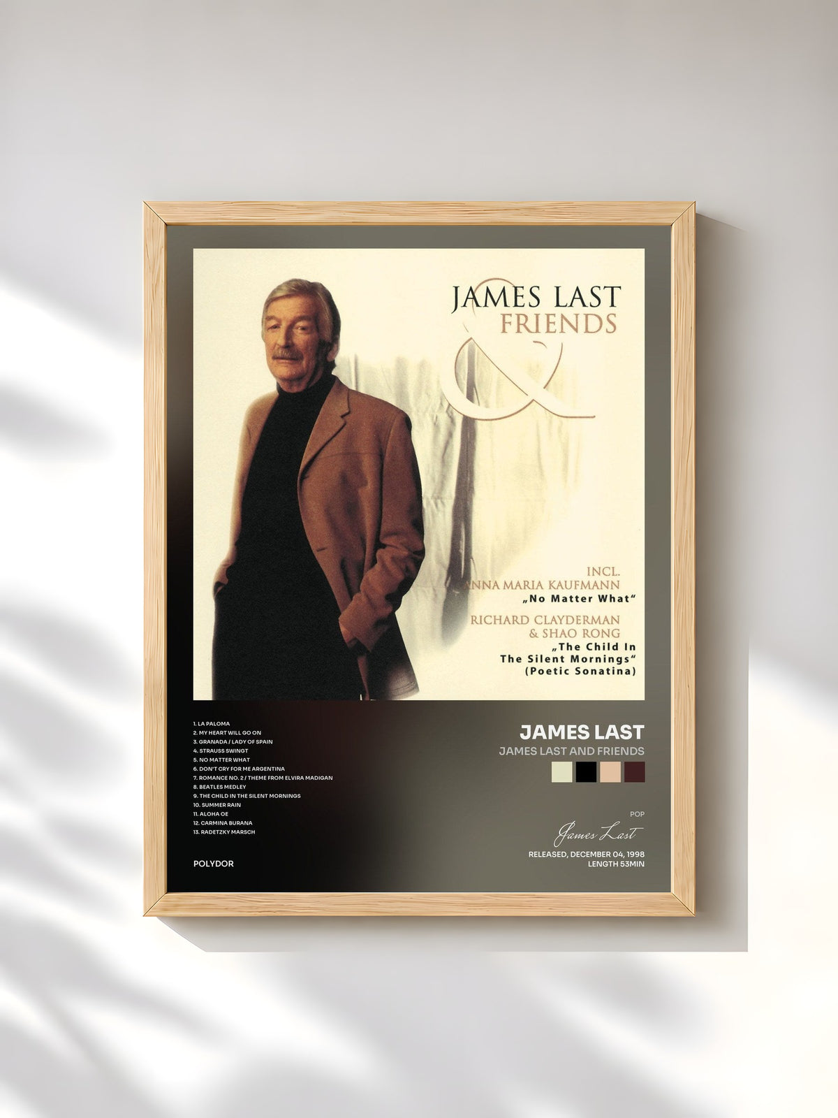 #bois Tableau de l'album James Last And Friends de James Last, cadre en bois brut, imprimé et encadré en France