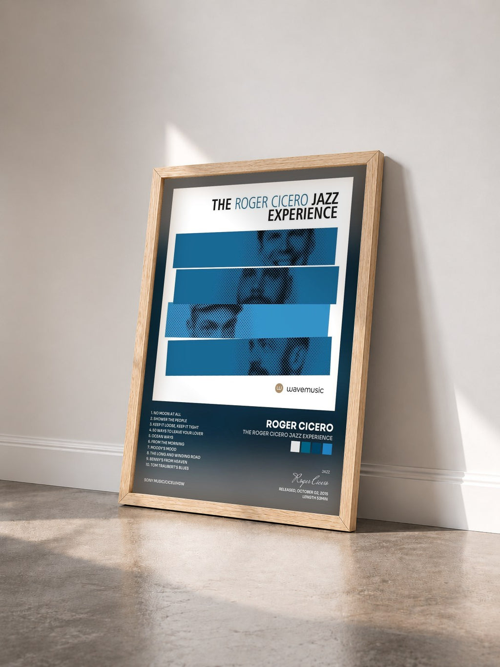 #bois Tableau de l'album The Roger Cicero Jazz Experience de Roger Cicero vu de trois quarts, cadre en bois brut