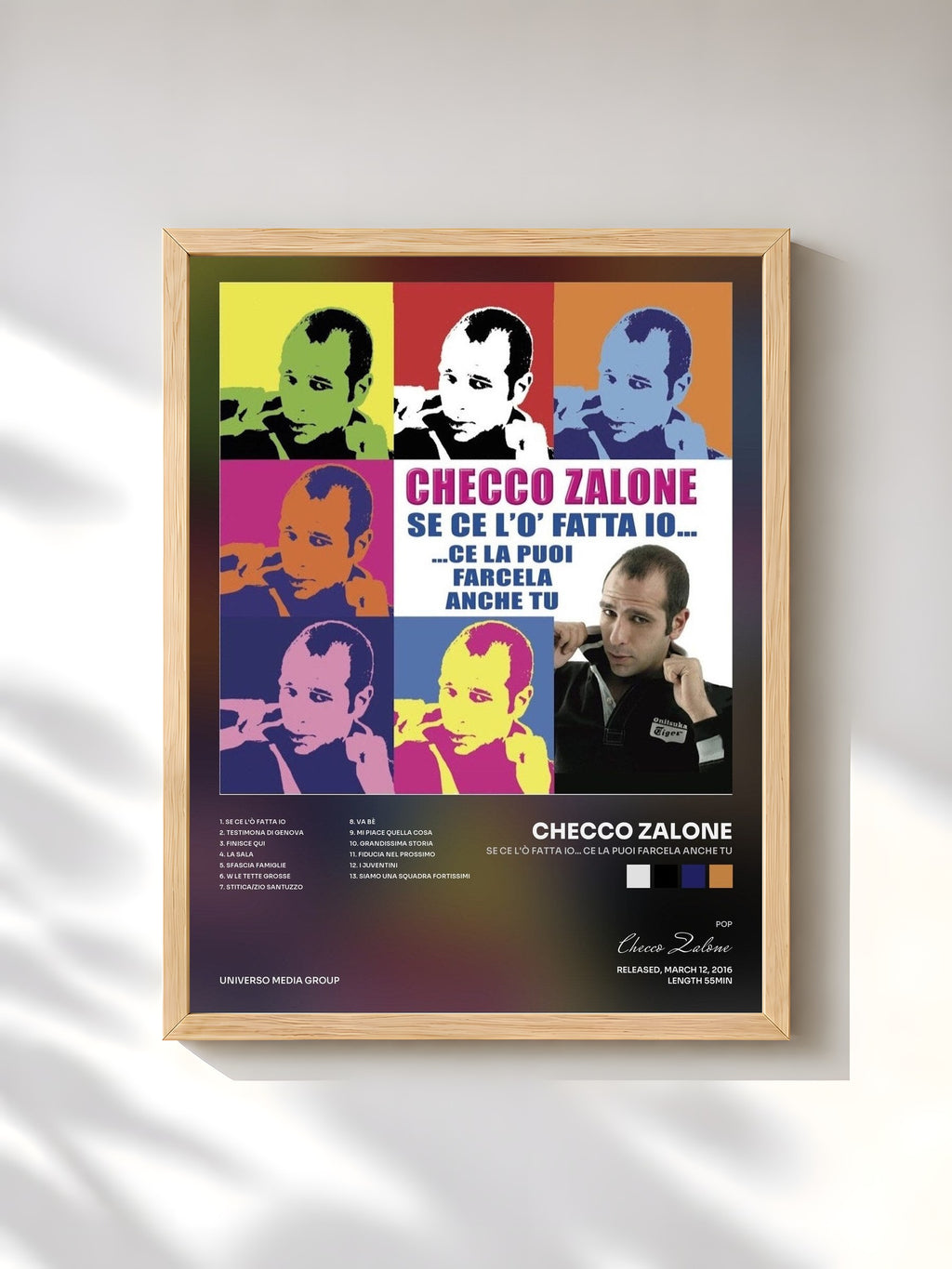 #bois Tableau de l'album Se Ce L'ò Fatta Io... Ce La Puoi Farcela Anche Tu de Checco Zalone, cadre en bois brut, imprimé et encadré en France