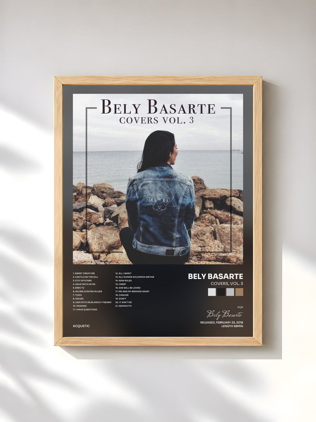 #bois Tableau de l'album Covers, Vol. 3 de Bely Basarte, cadre en bois brut, imprimé et encadré en France