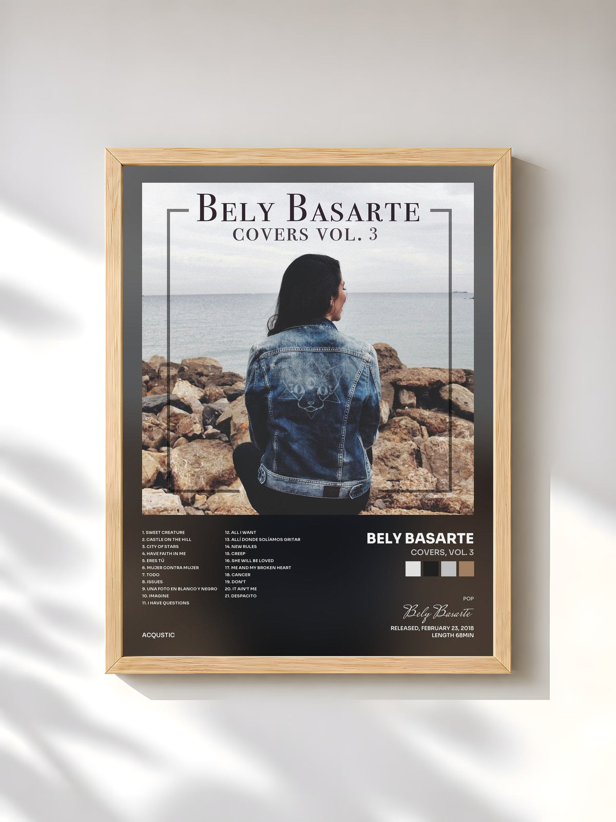 #bois Tableau de l'album Covers, Vol. 3 de Bely Basarte, cadre en bois brut, imprimé et encadré en France