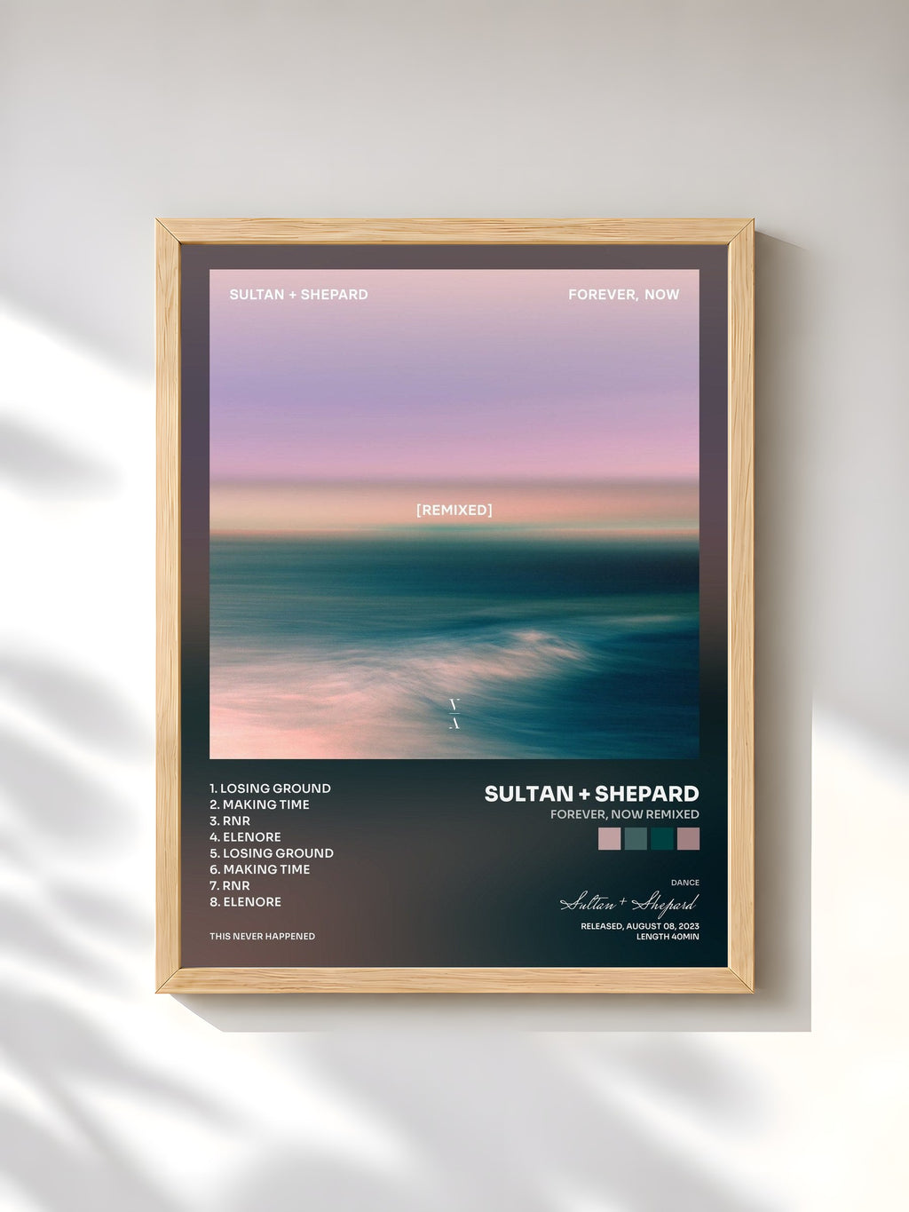 #bois Tableau de l'album Forever, Now Remixed de Sultan + Shepard, cadre en bois brut, imprimé et encadré en France