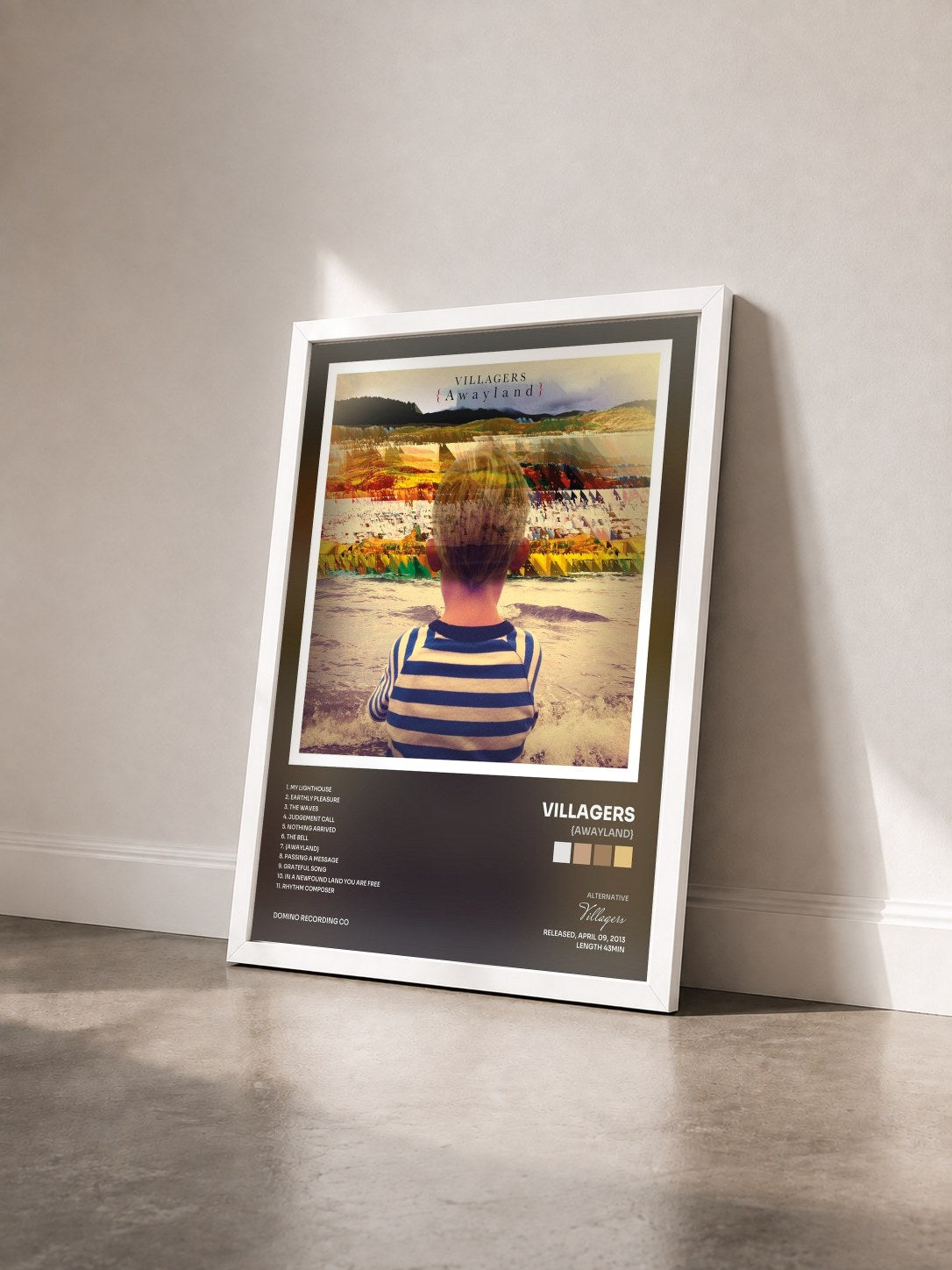 #blanc Tableau de l'album {Awayland} de Villagers vu de trois quarts, cadre blanc