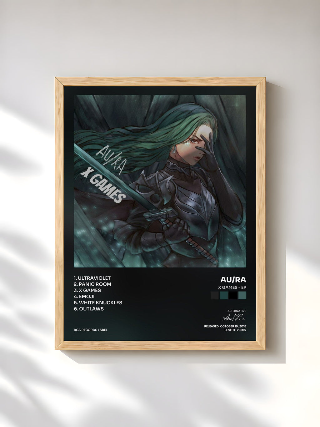 #bois Tableau de l'album X Games - EP de Au/Ra, cadre en bois brut, imprimé et encadré en France