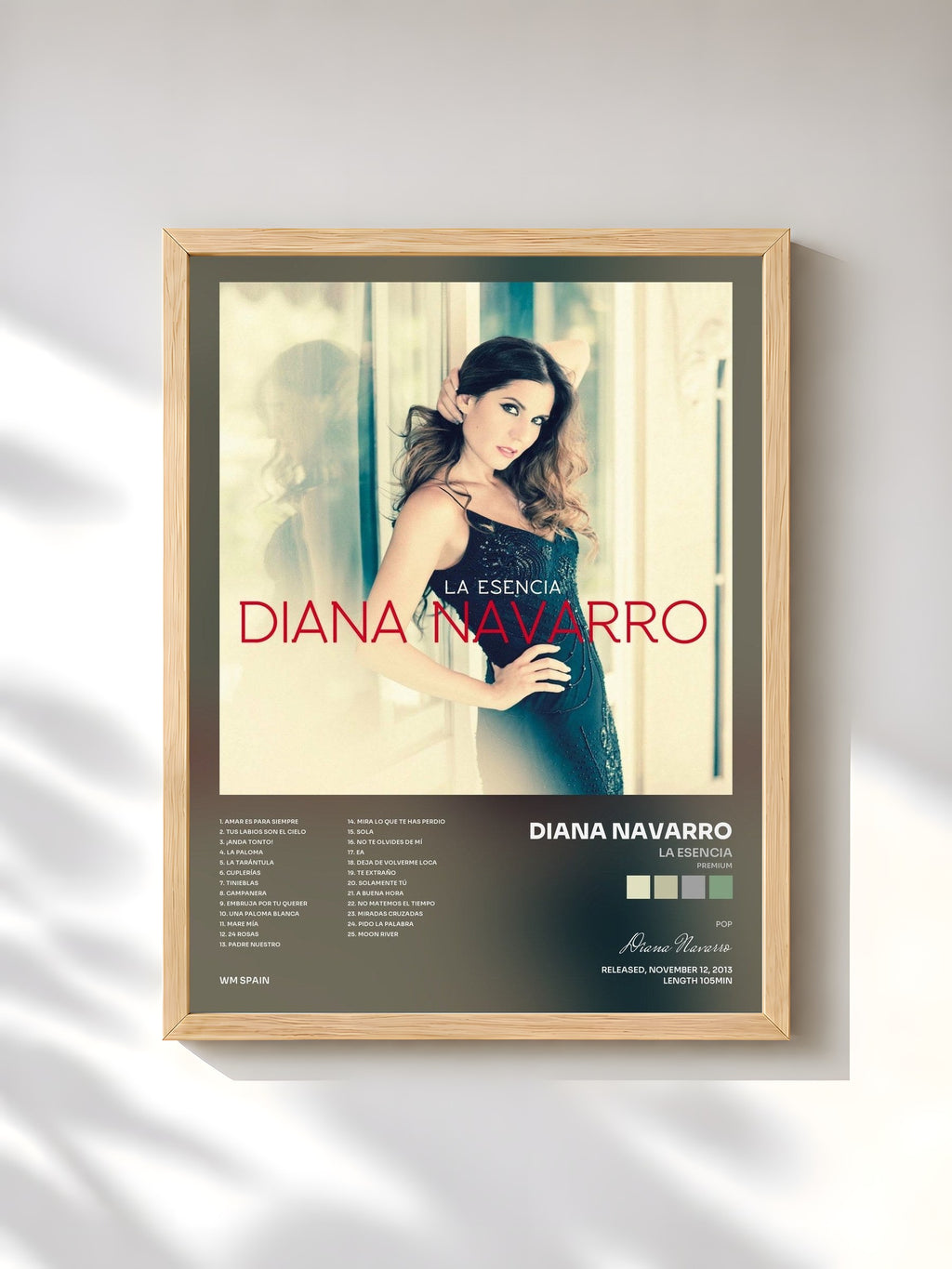 #bois Tableau de l'album La Esencia (Premium) de Diana Navarro, cadre en bois brut, imprimé et encadré en France