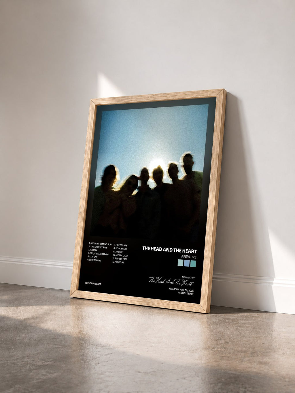 #bois Tableau de l'album Aperture de The Head And The Heart vu de trois quarts, cadre en bois brut