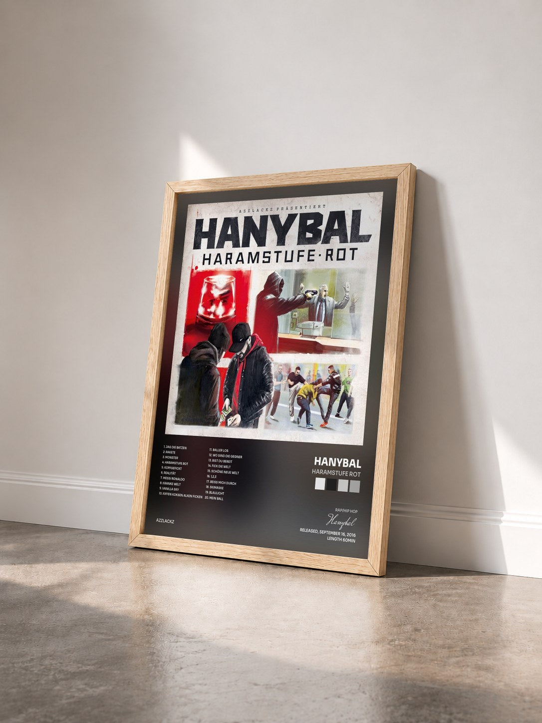 #bois Tableau de l'album Haramstufe Rot de Hanybal vu de trois quarts, cadre en bois brut