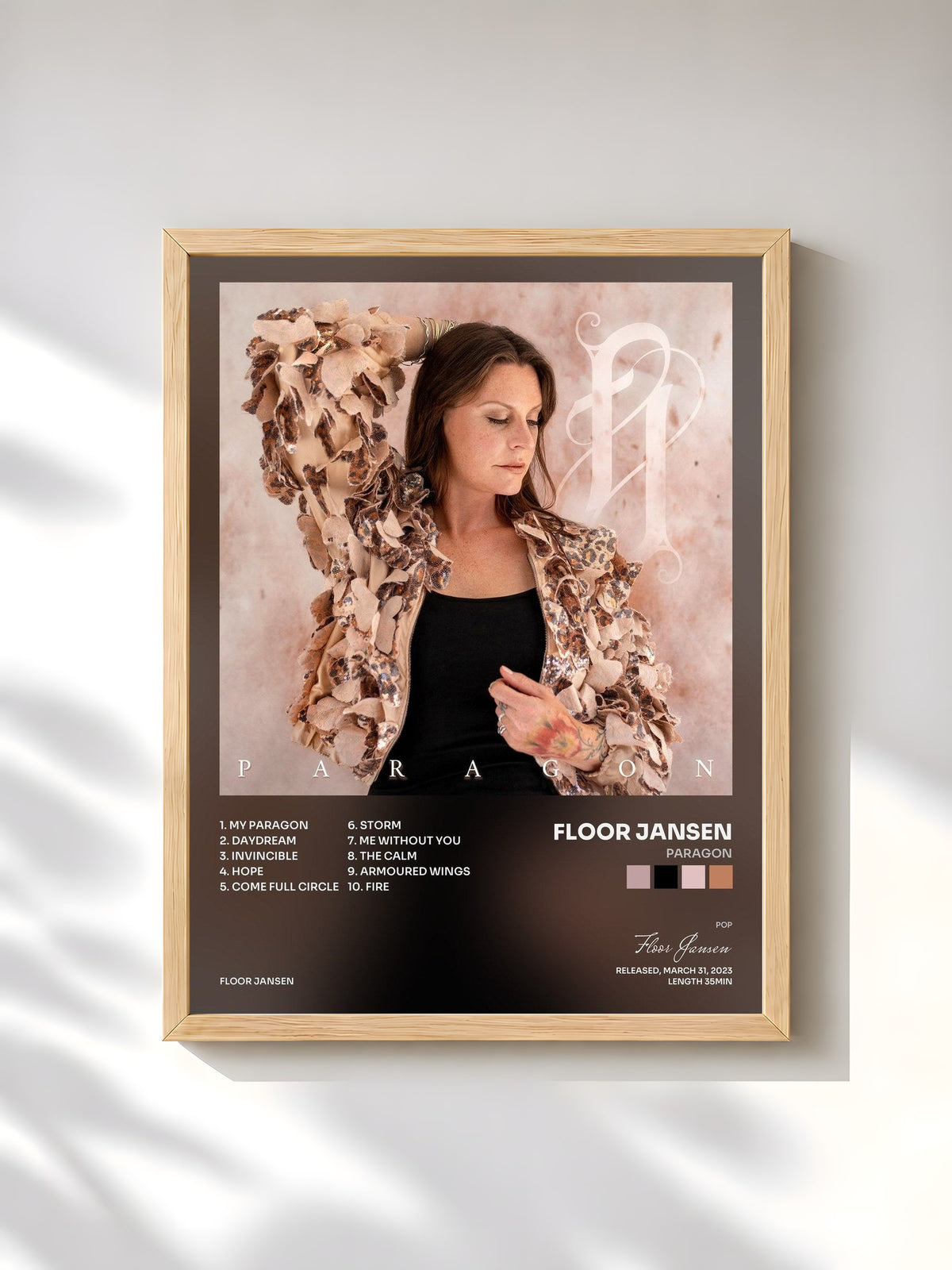 #bois Tableau de l'album Paragon de Floor Jansen, cadre en bois brut, imprimé et encadré en France