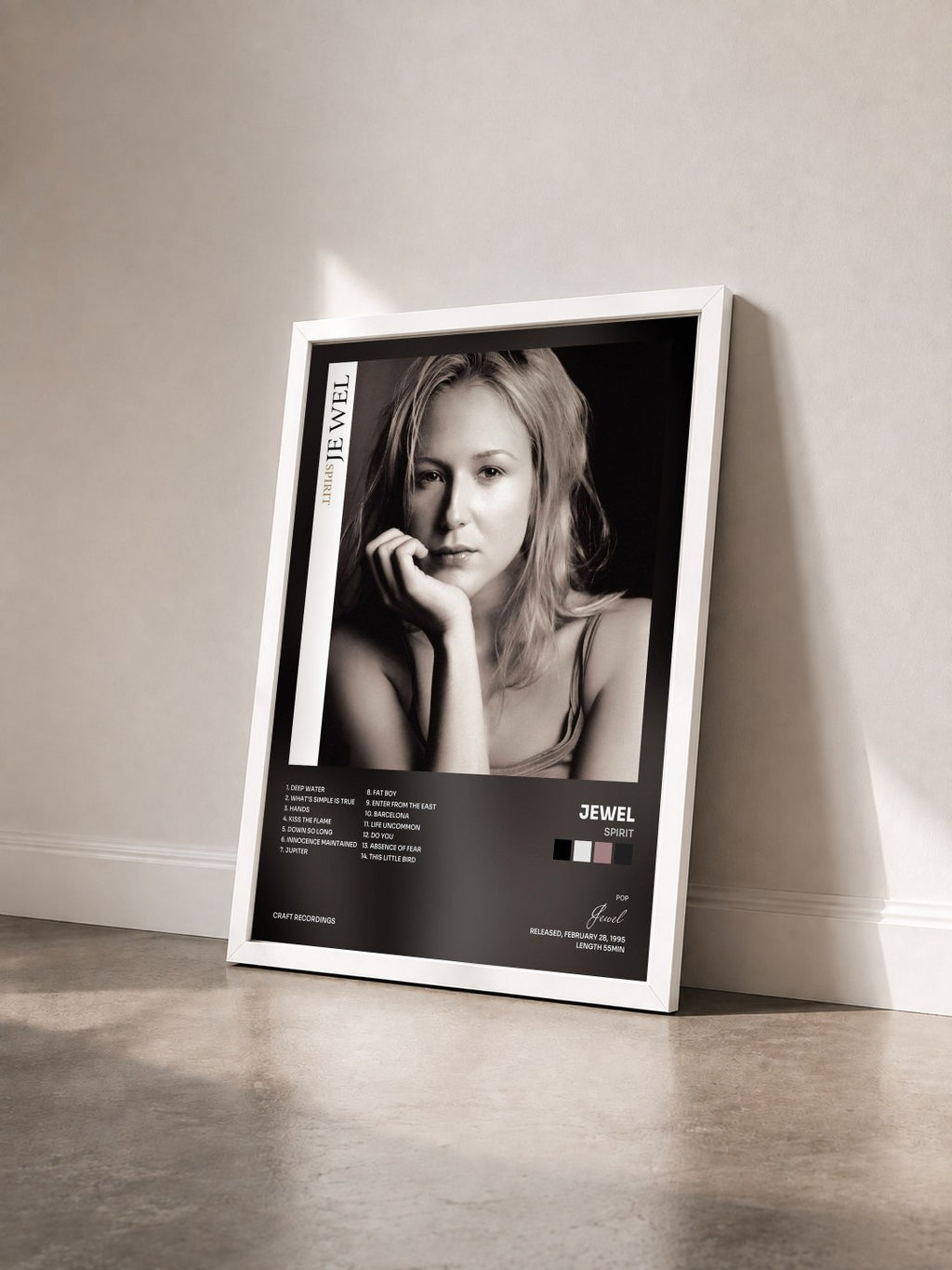 #blanc Tableau de l'album Spirit de Jewel vu de trois quarts, cadre blanc