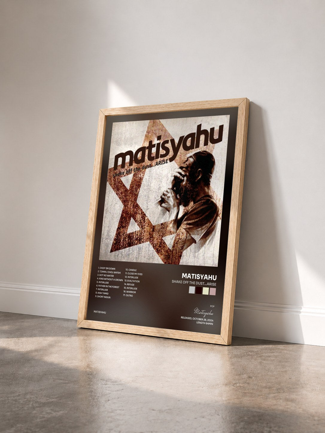 #bois Tableau de l'album Shake off the Dust...Arise de Matisyahu vu de trois quarts, cadre en bois brut