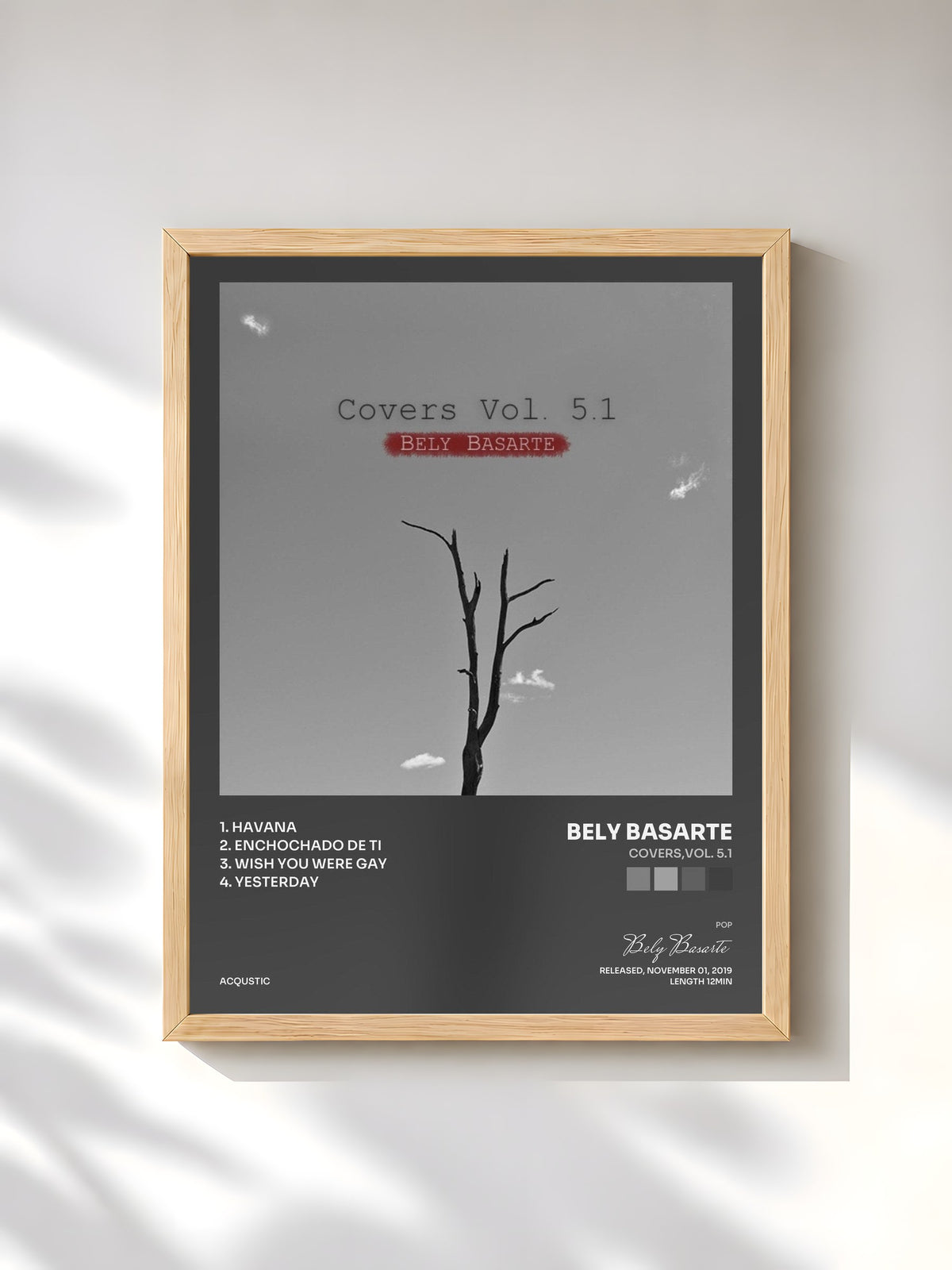 #bois Tableau de l'album Covers,Vol. 5.1 de Bely Basarte, cadre en bois brut, imprimé et encadré en France