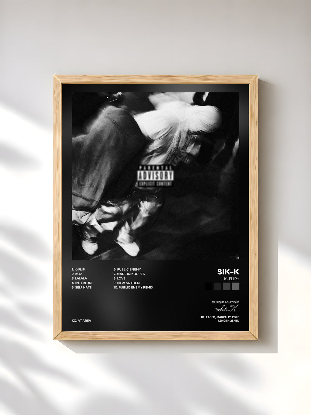 #bois Tableau de l'album K-FLIP+ de Sik-K, cadre en bois brut, imprimé et encadré en France