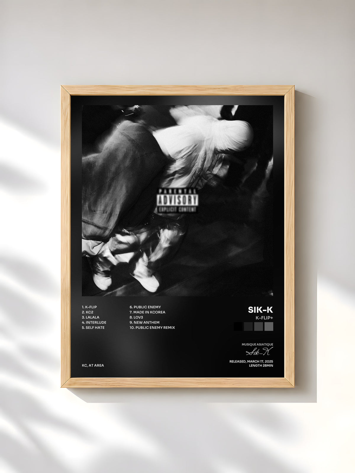 #bois Tableau de l'album K-FLIP+ de Sik-K, cadre en bois brut, imprimé et encadré en France