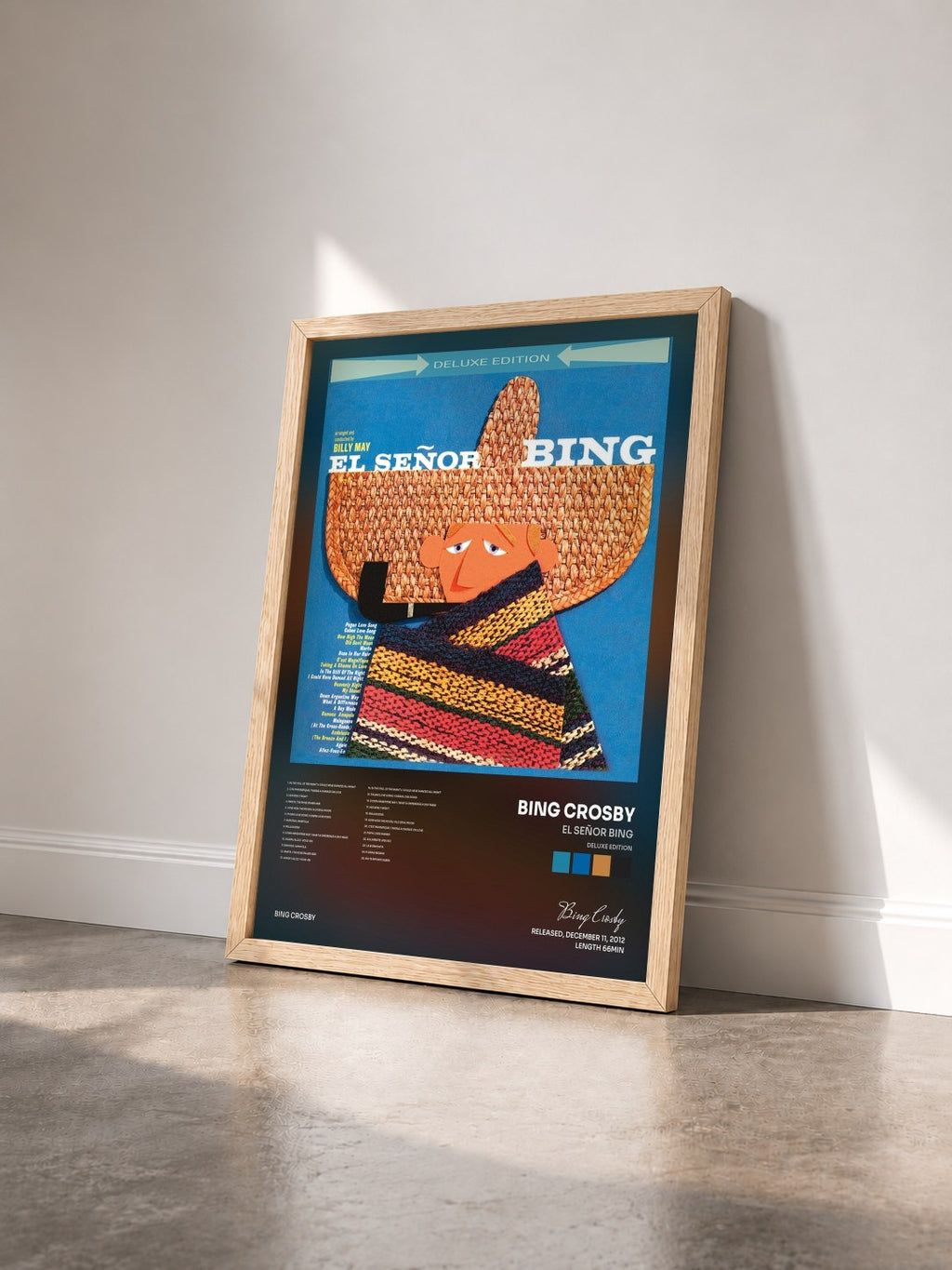 #bois Tableau de l'album El Señor Bing (Deluxe Edition) de Bing Crosby vu de trois quarts, cadre en bois brut
