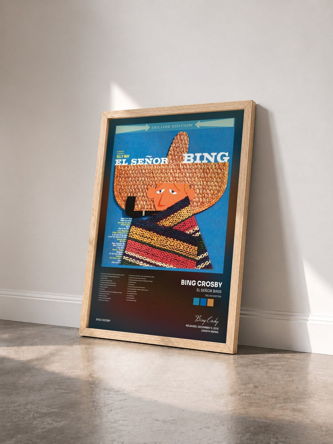 #bois Tableau de l'album El Señor Bing (Deluxe Edition) de Bing Crosby vu de trois quarts, cadre en bois brut