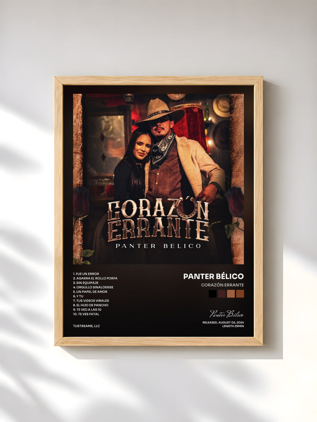 #bois Tableau de l'album CORAZÓN ERRANTE de Panter Bélico, cadre en bois brut, imprimé et encadré en France