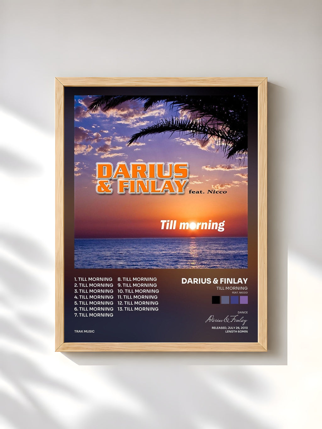 #bois Tableau de l'album Till Morning (feat. Nicco) de Darius & Finlay, cadre en bois brut, imprimé et encadré en France