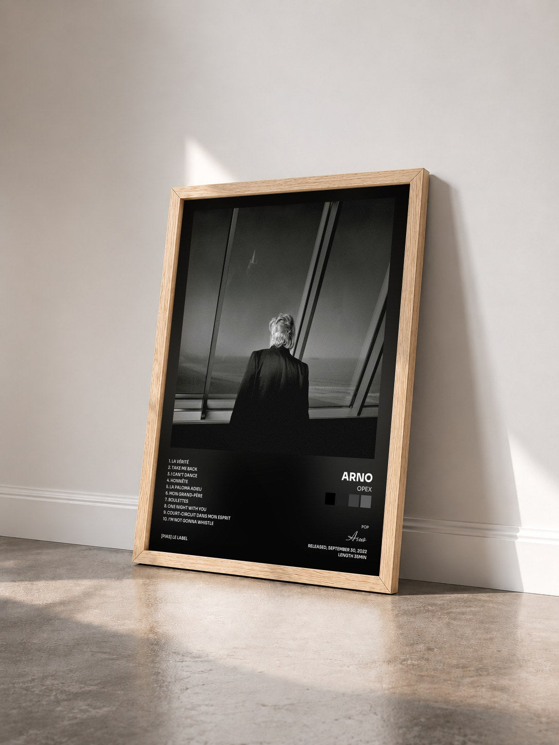 #bois Tableau de l'album Opex de Arno vu de trois quarts, cadre en bois brut