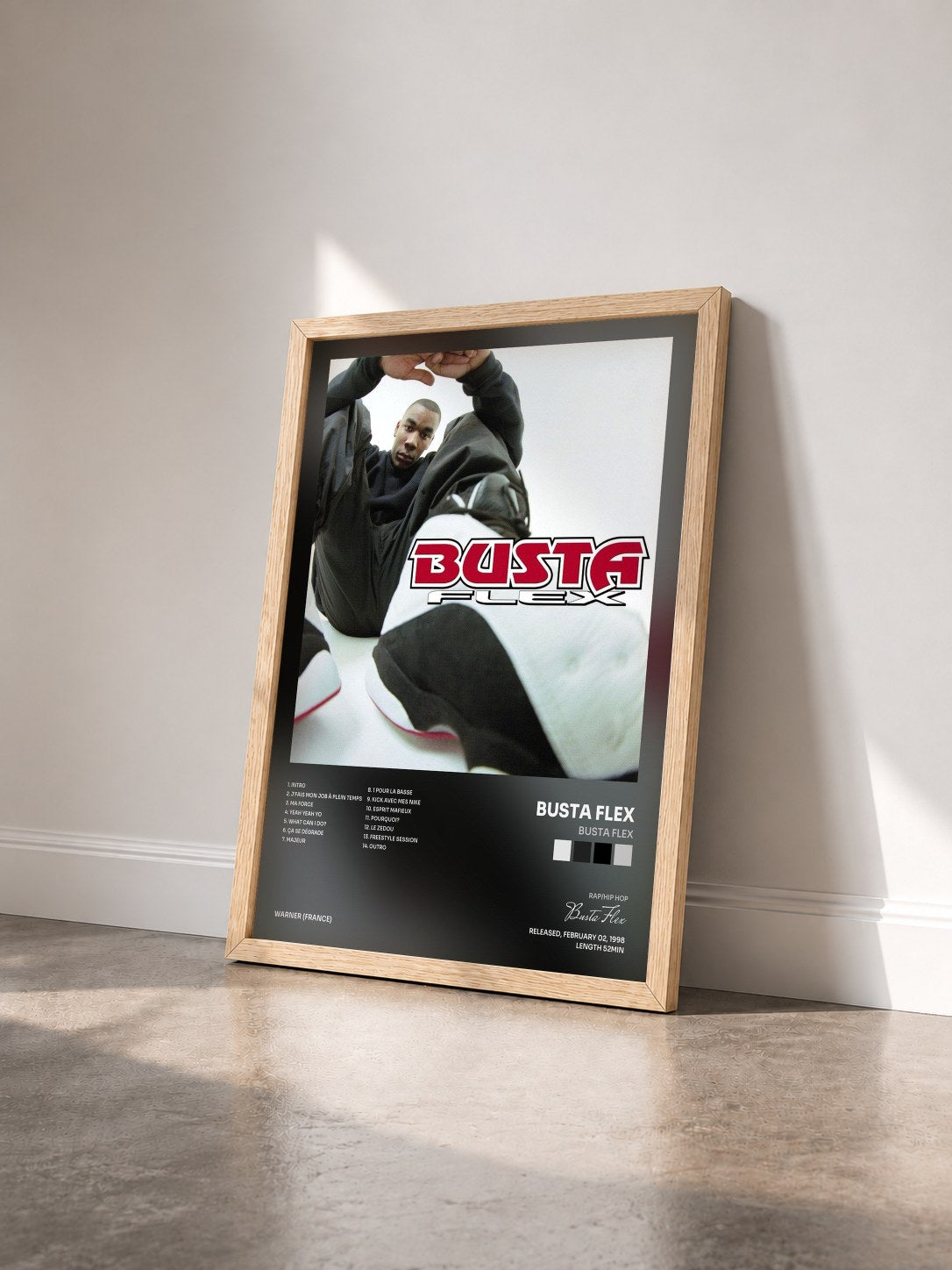 #bois Tableau de l'album Busta Flex de Busta Flex vu de trois quarts, cadre en bois brut