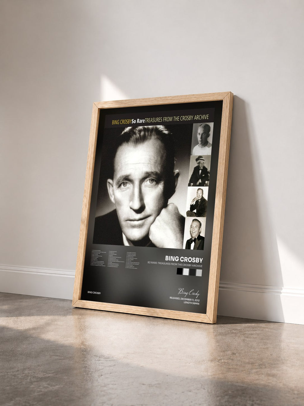 #bois Tableau de l'album So Rare: Treasures From The Crosby Archive de Bing Crosby vu de trois quarts, cadre en bois brut