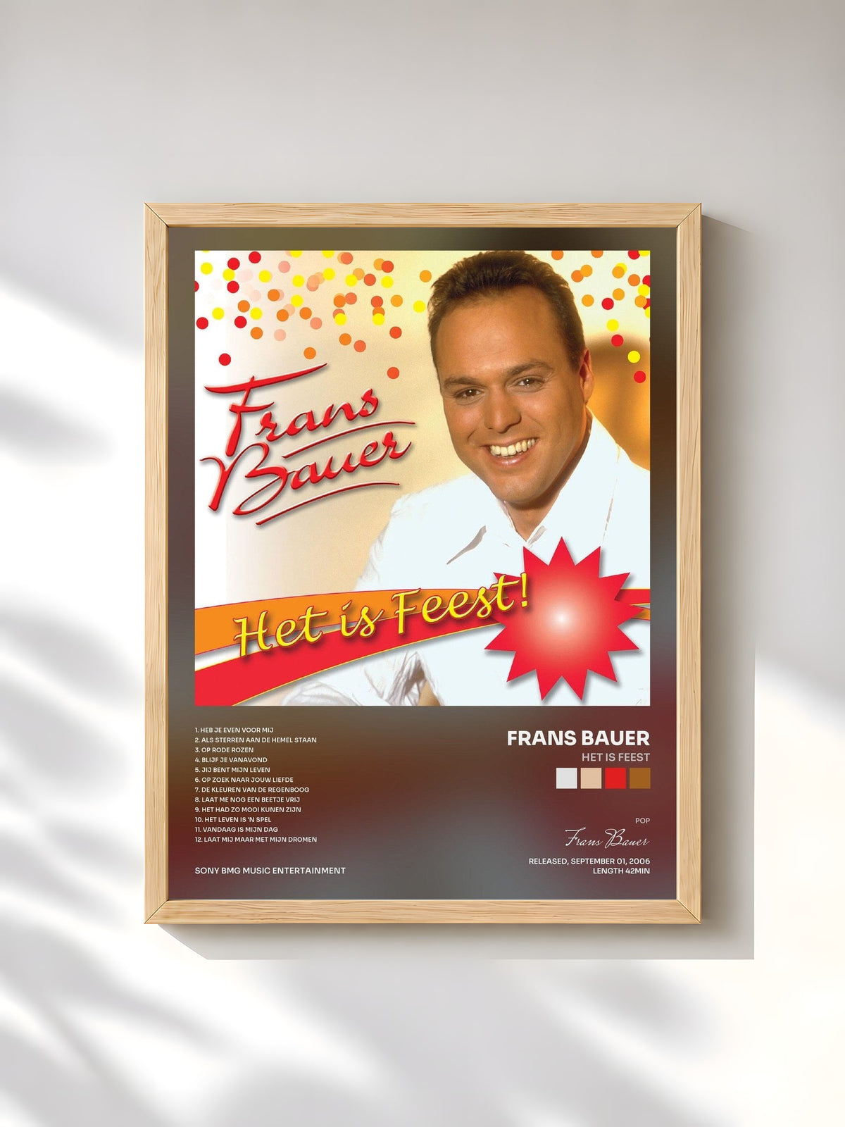 #bois Tableau de l'album Het Is Feest de Frans Bauer, cadre en bois brut, imprimé et encadré en France