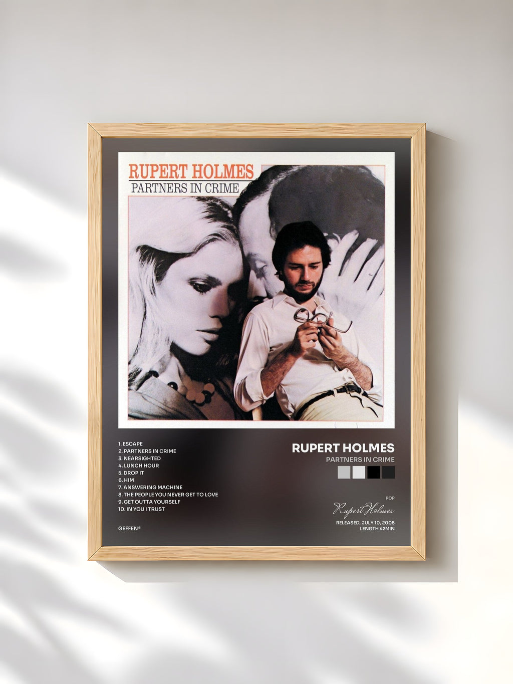#bois Tableau de l'album Partners In Crime de Rupert Holmes, cadre en bois brut, imprimé et encadré en France