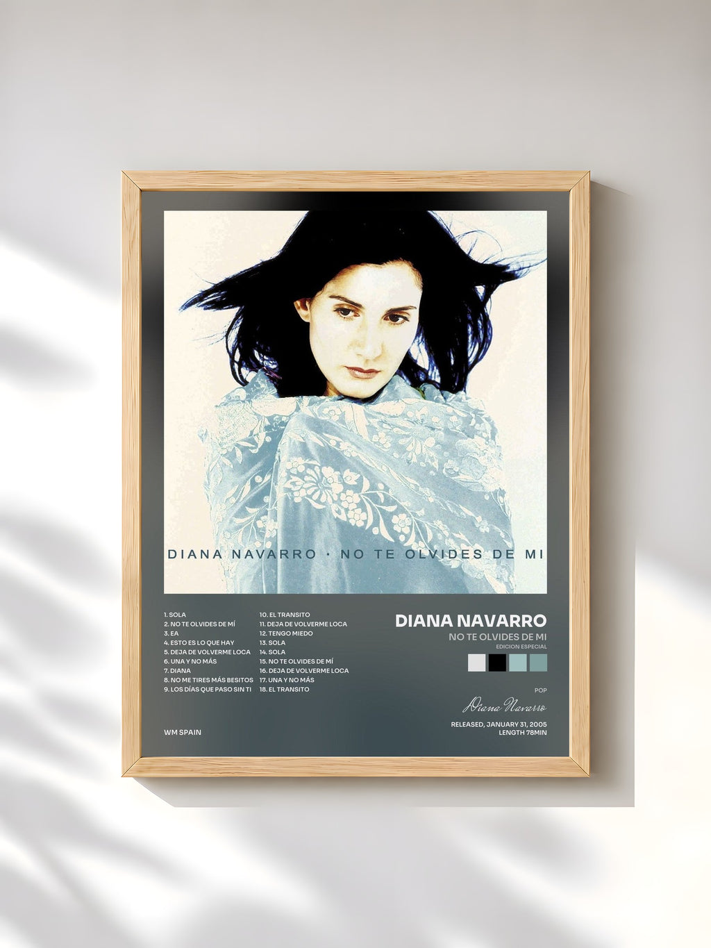 #bois Tableau de l'album No te olvides de mi (edicion especial) de Diana Navarro, cadre en bois brut, imprimé et encadré en France