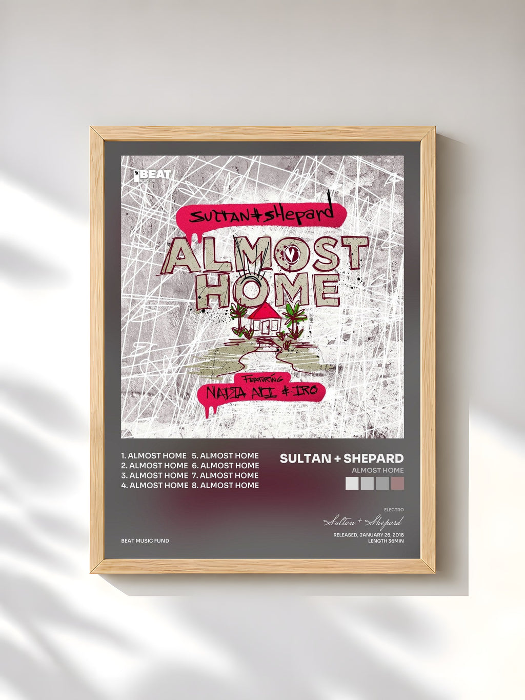 #bois Tableau de l'album Almost Home de Sultan + Shepard, cadre en bois brut, imprimé et encadré en France