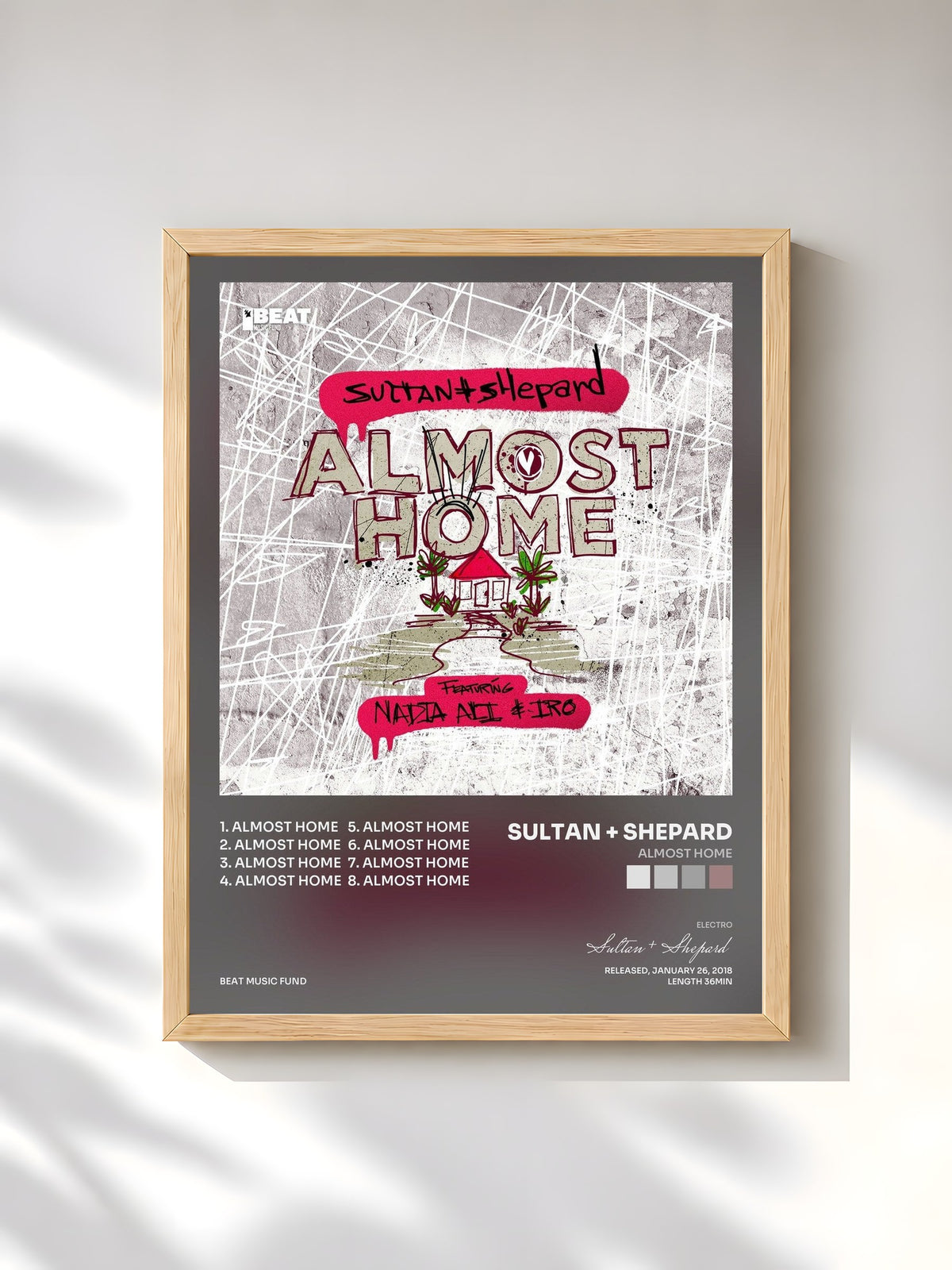 #bois Tableau de l'album Almost Home de Sultan + Shepard, cadre en bois brut, imprimé et encadré en France